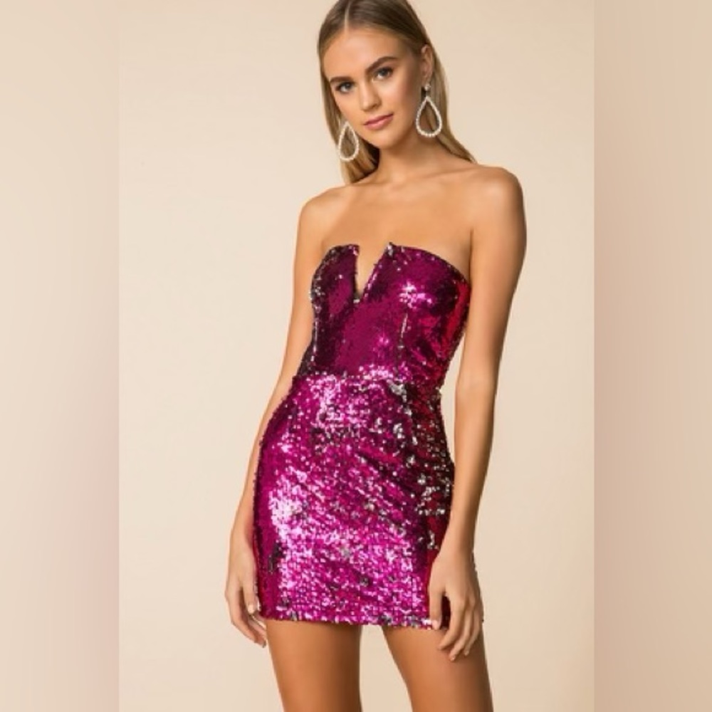 Pink/silver sequin dress